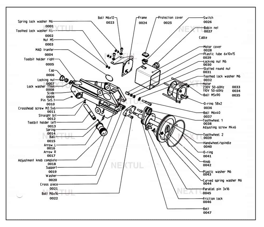 Lathe spare parts diagram